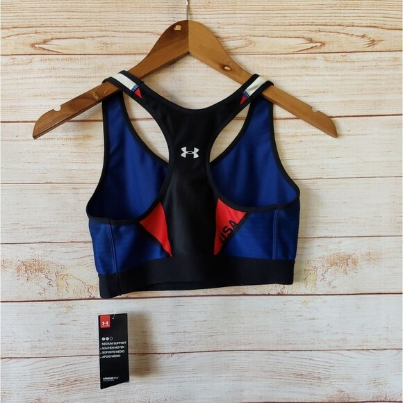 Armour Women's Mid Country Pride Sports Bra Large Blue Red Black White - Picture 5 of 12